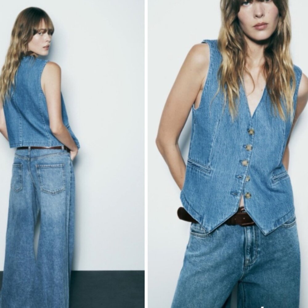 New Zara Denim Vest Size Small
